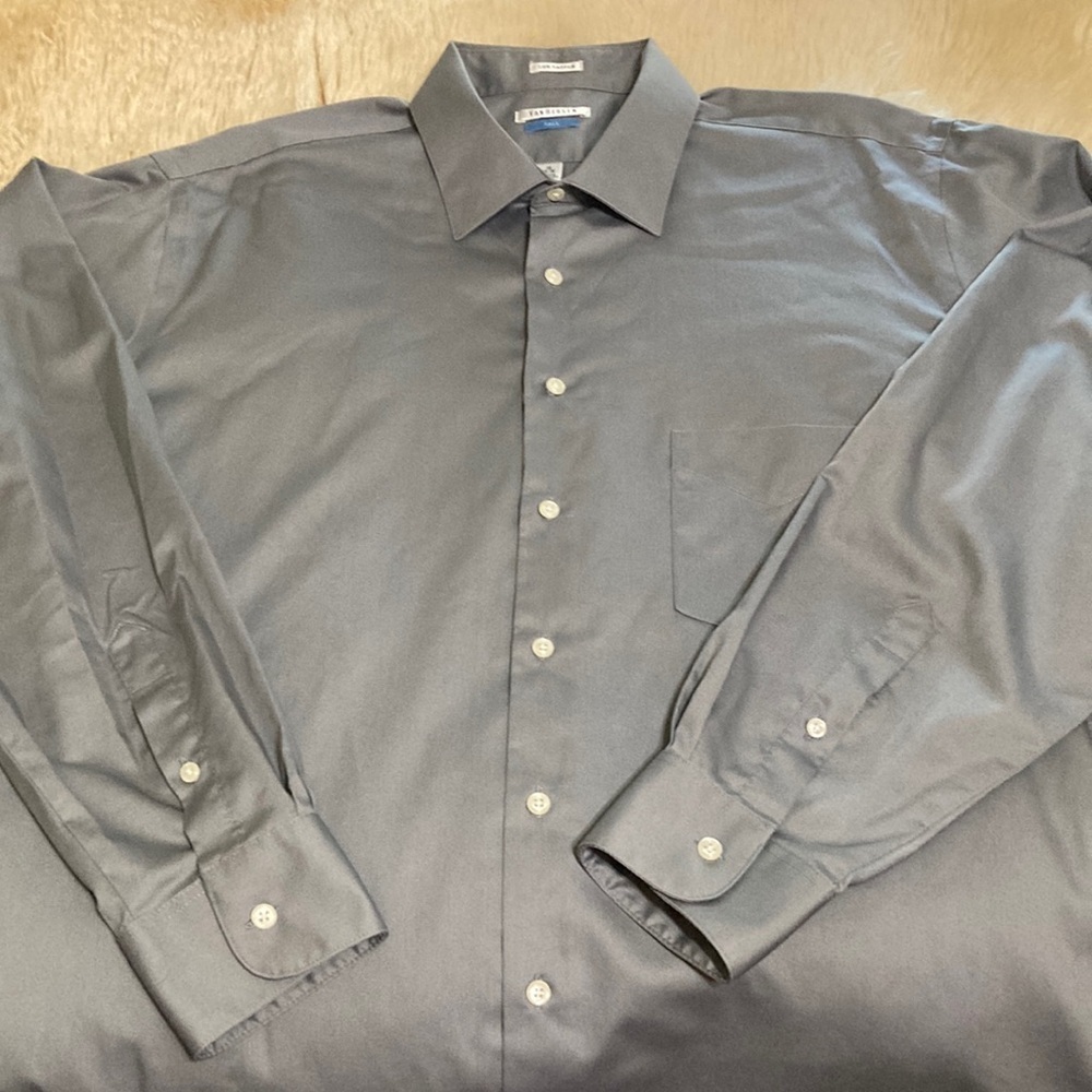 Van Heusen Gray Dress Shirt with Point Collar